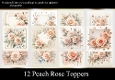12 Peach Rose Toppers