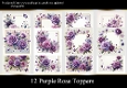 12 Purple Rose Toppers