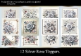 12 Silver Rose Toppers