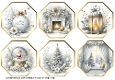 Gold & White Octagonal Christmas Scene Toppers