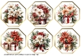 Gold Octagonal Poisettia & Presents Toppers