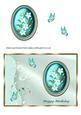 Turquoise Flowers in Oval Frame - Birthday