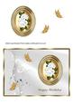 White Roses in Gold Oval Frame - Birthday