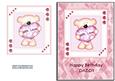 Pink & White Heart Bear - Daddy Birthday