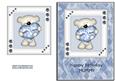 Blue & White Heart Bear - Mummy Birthday