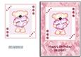 Pink & White Heart Bear - Mummy Birthday