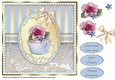 Pale Blue & Gold Lace Cupcake Card Front
