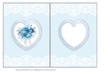 Blue & White Floral Heart & Lace Insert
