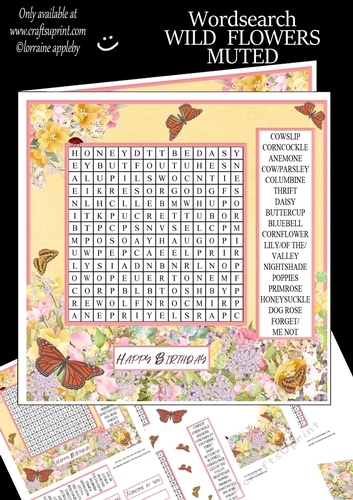 WILD FLOWERS WORD SEARCH, MUTED