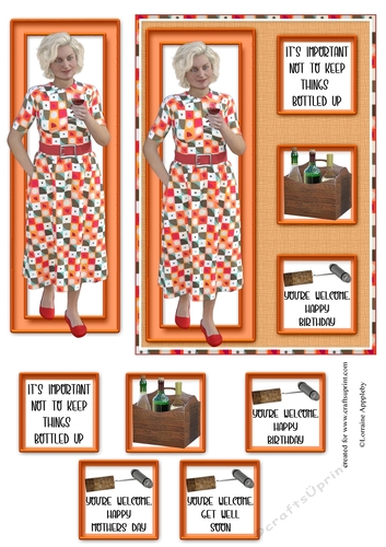 Humour birthday card, LADY WHO DRINKS 1