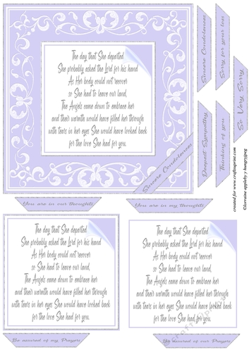 SYMPATHY VERSE Card,  death of a woman 6X6