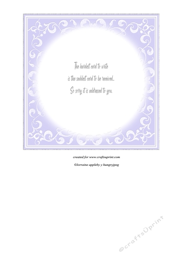 SYMPATHY VERSE INSERT, death of a woman 6X6