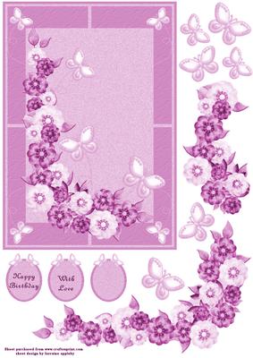 Pink Flowers and Butterflies