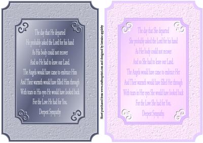 Male and Female Sympathy Card Fronts