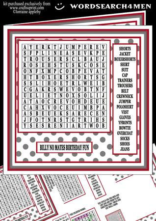 Puzzle 1 Wordsearch Mens Clothes