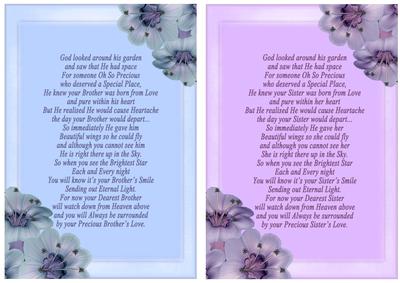 Brother and Sister Sympathy Card Fronts