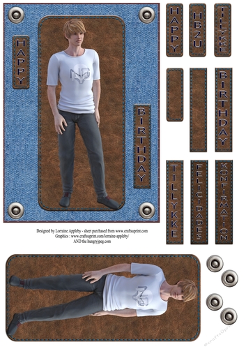 TEEN BOY 45 Base Leather and Denim look card 