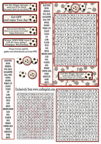 WORD SEARCH, FOOTBALL, RED , 5 x 7 