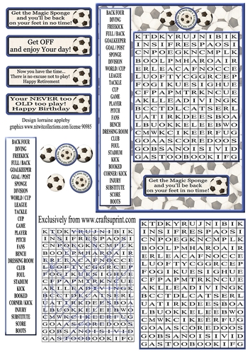 WORD SEARCH, FOOTBALL, 5 x 7 