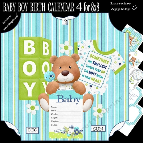 MINI KIT, BABY BOY,  BIRTH DATE CALENDAR, 4