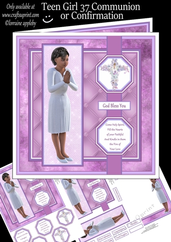 MINI KIT, CARD FRONT,  First Communion , Confirmation, GIRL, 37