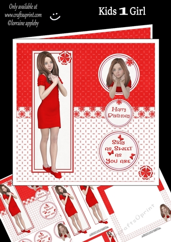 CARD FRONT, MINI KIT, Kids Girl 1