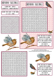 WORD SEARCH, GARDEN BIRDS, PINK FOR 5 X 7