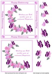 Flowers and Butterflies Anniversary Card