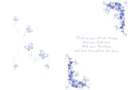 Blue Butterflies and Flowers Birthday Insert