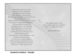 Loss of a Daughter Sympathy Insert