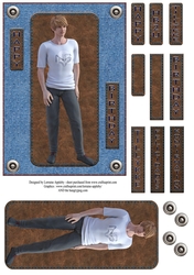 TEEN BOY 45 Base Leather and Denim look card