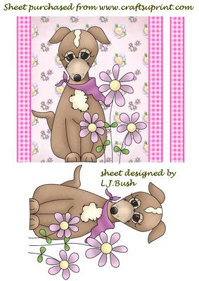 Cute Puppy and Flowers Card Front