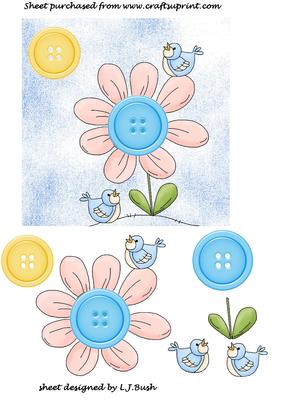 Little Bluebirds and Flower Quick Card Front