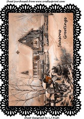 Beautiful Sepia Christmas Scene A4 Cardfront