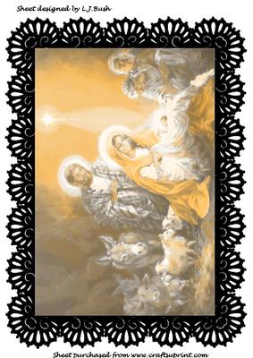 Beautiful A4 Traditional Nativity Scene in Sepia Tones