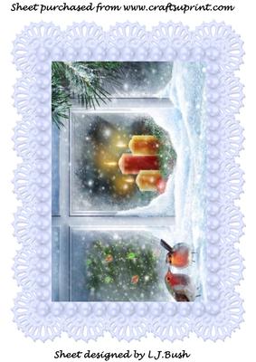 Sweet Christmas Robins on Windowsil