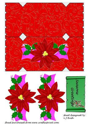 Beautiful Red Christmas Cracker Shaped Card
