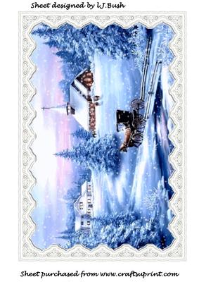 Beautiful Xmas Scene in Lace Frame