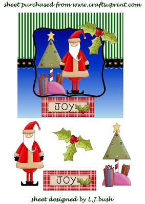 Santa and Tree in Frame 6x6 Inch Approx