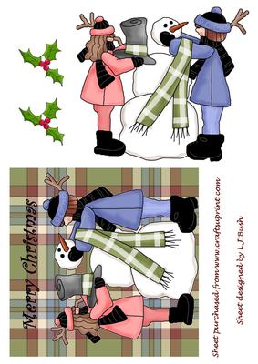 Children and Snowman Quick Card