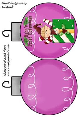 Babies 1st Xmas Pink Bauble Shaped Card
