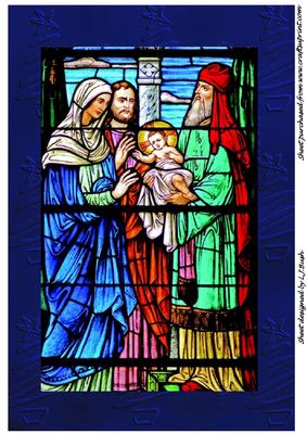 Beautiful A4 Stained Glass Nativity Scene