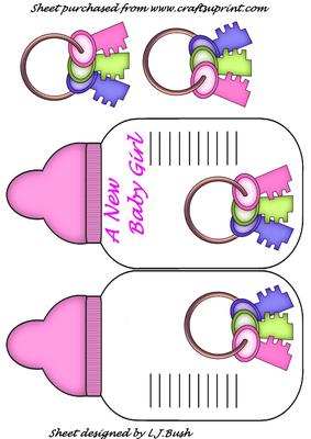 A New Baby Girl Bottle Shaped Card