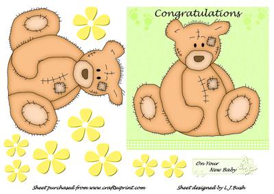New Baby Quick Card Front with Cute Teddybear