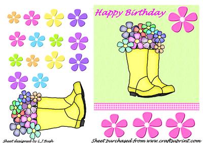 Happy Birthday Wellies Quick Card Front