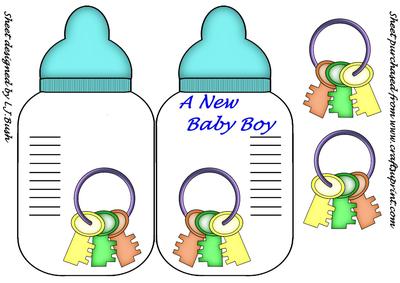 New Baby Boy Bottle Shaped Card
