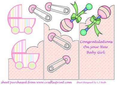 A New Baby Girl Wavy Cascade Card