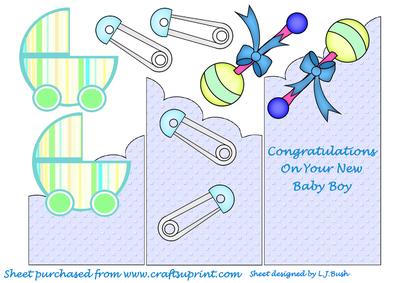 A New Baby Boy Wavy Cascade Card