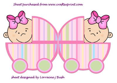 Baby Girl in Pram Shaped Card