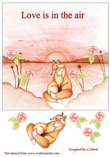 Love is in the air sweet fox 8x8 Quick card front